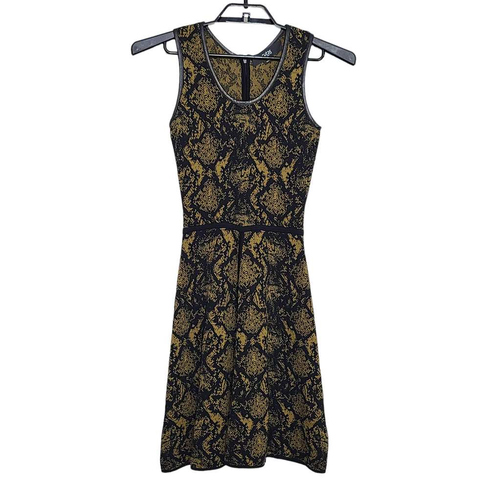 YIGAL AZROUEL cut25 Womens Dress Size XS snakeskin Knit Sweater Green Black